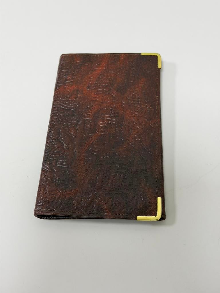 Vintage Bruine Leren Portemonnee Heren Wallet echt Lederen, Ophalen of Verzenden, Zo goed als nieuw, Bruin, Leder