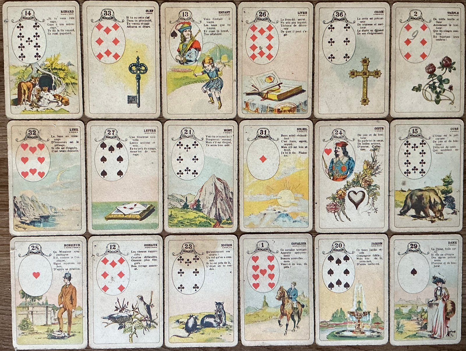 Anciennes cartes de divination PETIT LENORMAND, Enlèvement ou Envoi, Comme neuf, Carte(s) à jouer