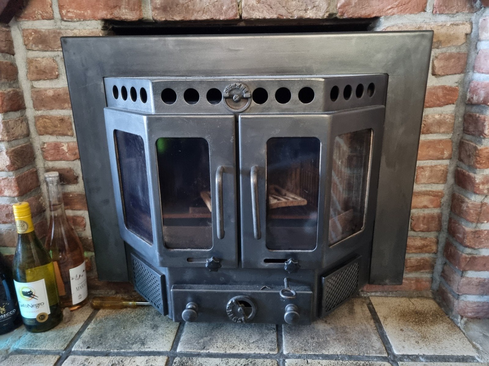 inbouw kachel, Huis en Inrichting, Ophalen, Gebruikt, Houtkachel, Inbouw