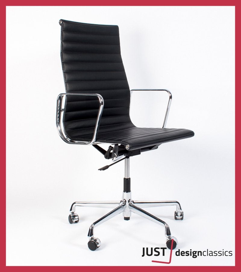 Eames Vitra ea 119 Zwart Leder Chroom, Ophalen, Zo goed als nieuw, Zwart, Bureaustoel