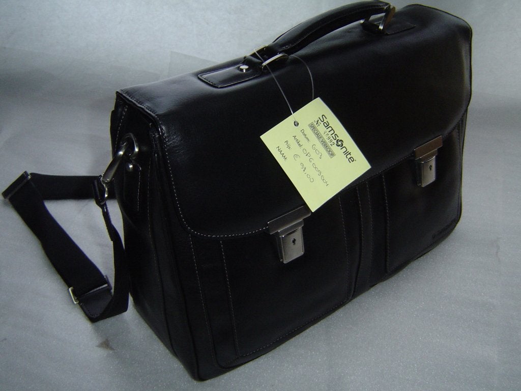 Samsonite lederen schoudertas, Overige merken, Zwart, Nieuw, Ophalen of Verzenden