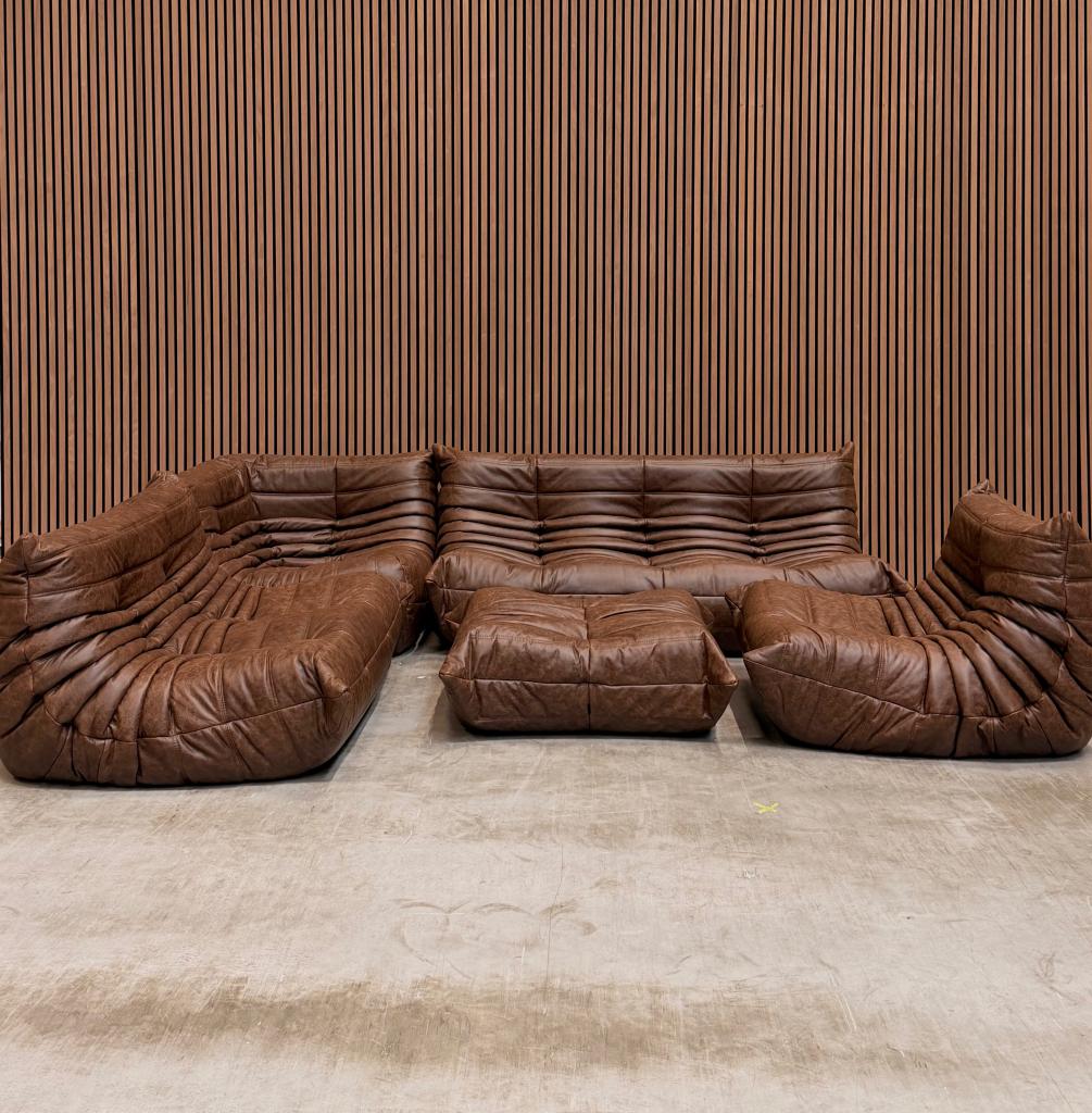 Ligne Roset Togo set - mokka vol aniline leder, Ophalen of Verzenden