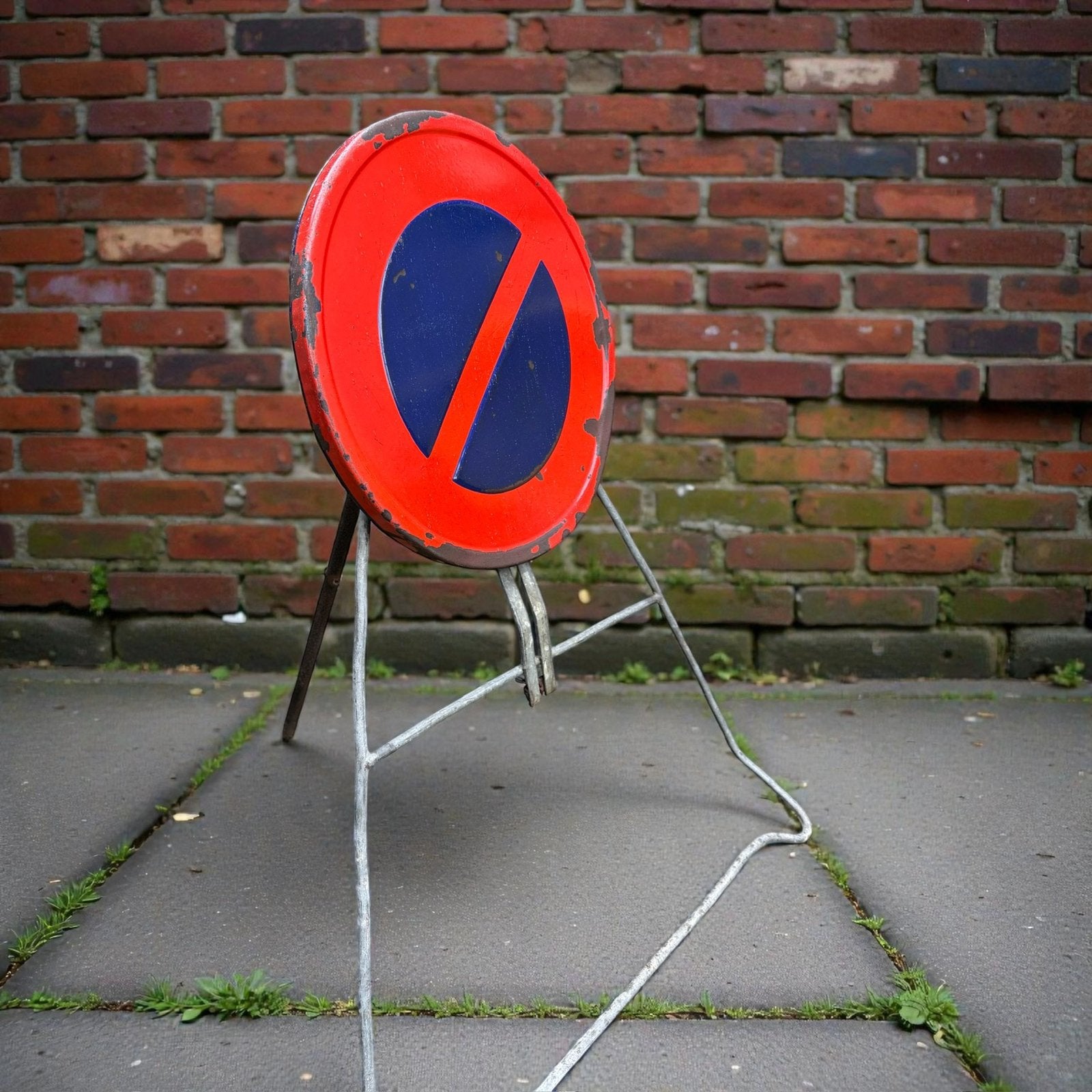 Panneau de signalisation en émail sur base d'origine, Enlèvement, Comme neuf