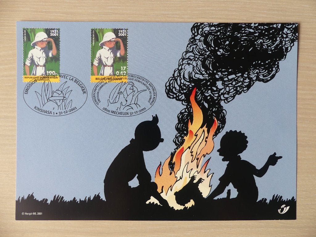 Carte souvenir 2001 : Tintin au Congo (3048) Hergé, Enlèvement ou Envoi