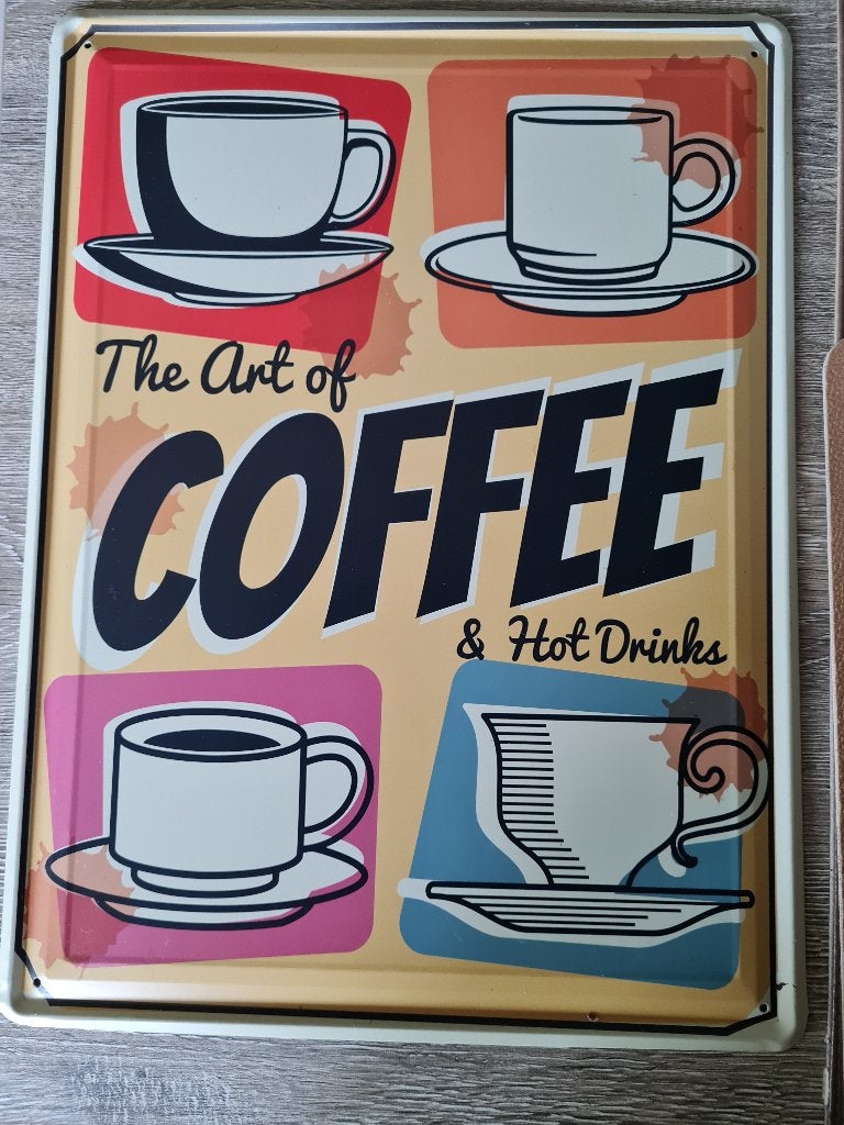 Wandbord. The Art of Coffee & Hot Drinks., Ophalen, Metaal, 29 cm, Wandbord