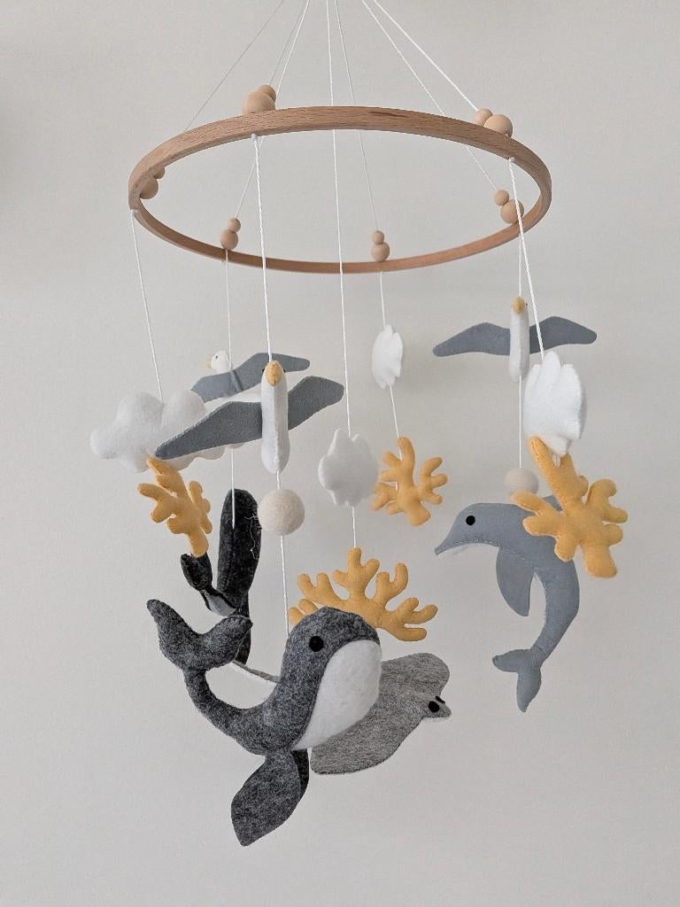 Mobiel - Inclusief houten hanger en draaier, Kinderen en Baby's, Ophalen, Zo goed als nieuw, Mobiel, Met geluid