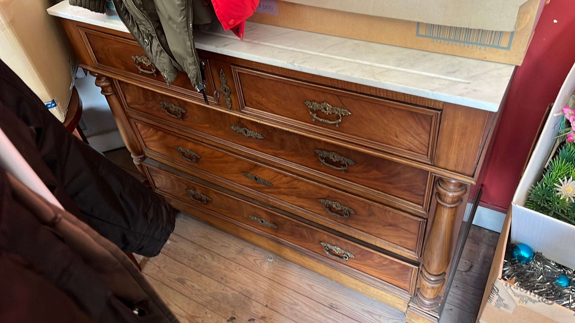 Antieke dressoir met marmeren blad, Antiek en Kunst, Ophalen