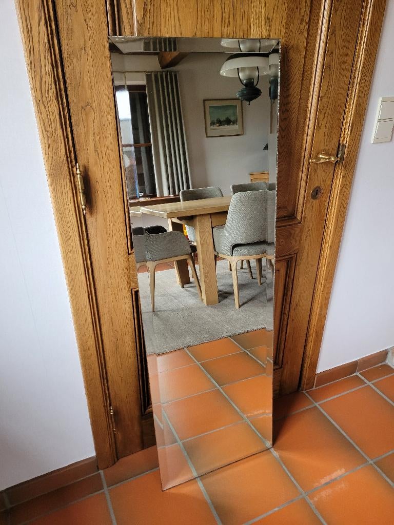 Spiegel met facetrand, Antiek en Kunst, Ophalen, Rechthoekig, Minder dan 50 cm, 100 tot 150 cm