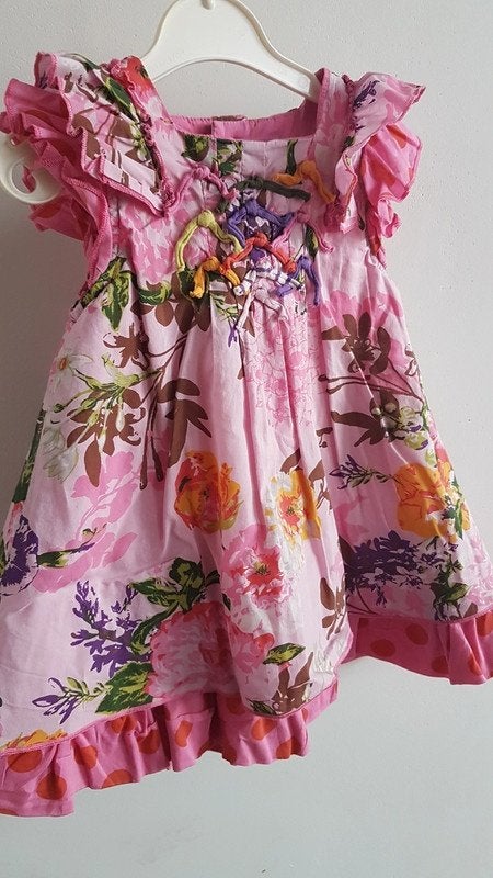 CATIMINI Robe petites manches fleurs, pois - T.12 mois/74 cm, Catimini, Robe ou Jupe, Enlèvement ou Envoi, Utilisé