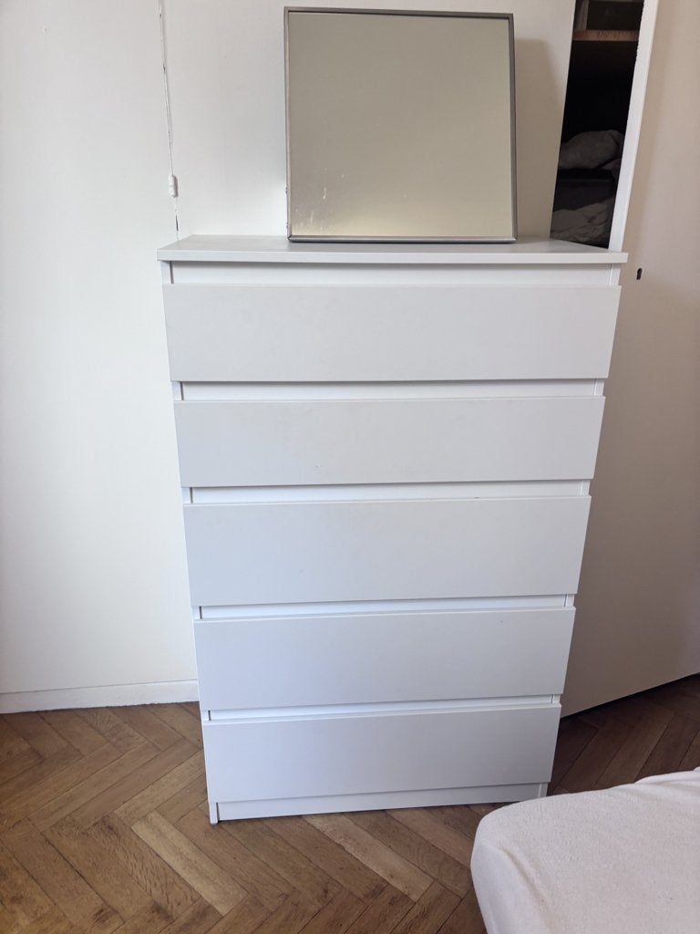 Commode blanche Ikea, Maison & Meubles, 25 à 50 cm, 5 tiroirs ou plus, Enlèvement, Utilisé