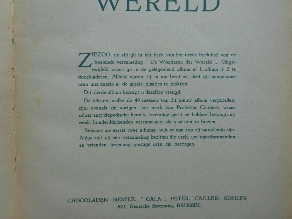 Album "de wonderen der wereld 3" Nestlé, Kohler, Gala,, Ophalen of Verzenden, Gelezen, Plaatjesalbum