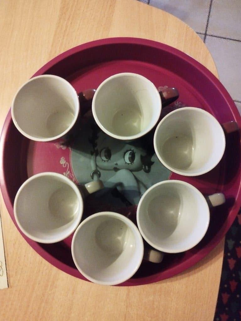Betty Boop dienblad + 6 kopjes, Ophalen, Betty Boop, Nieuw, Gebruiksvoorwerp