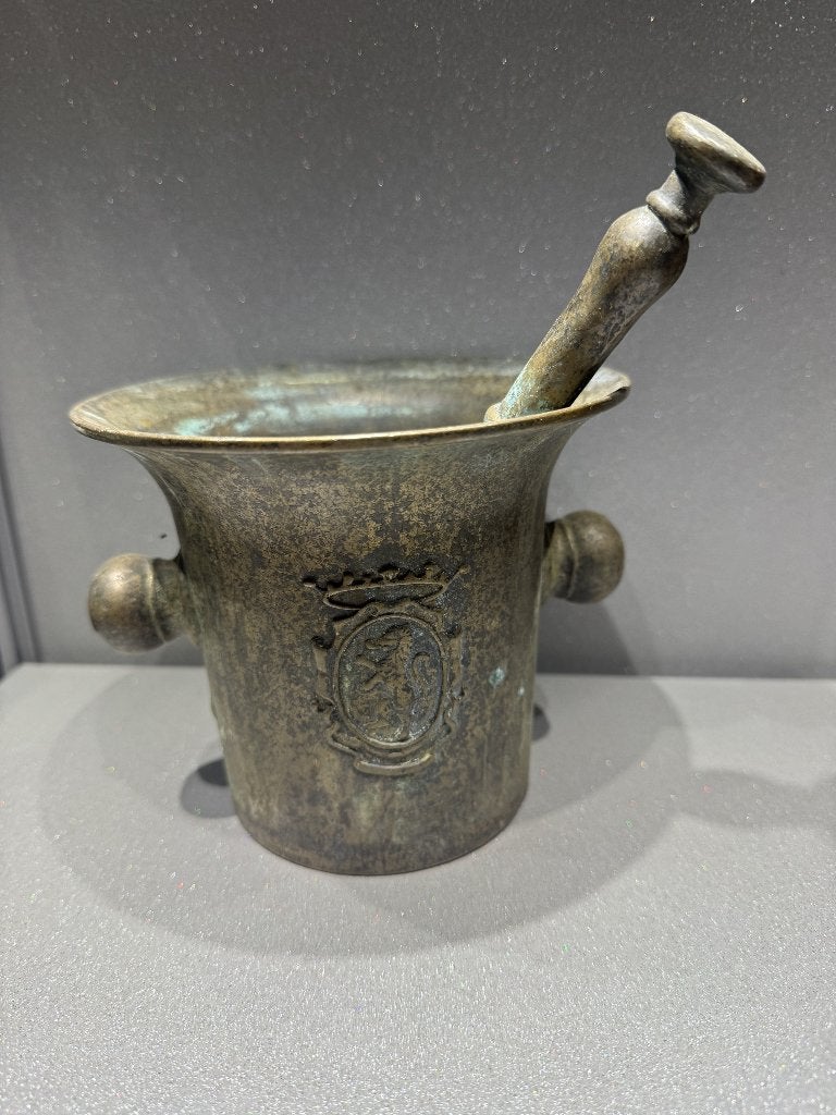 Antieke Bronzen Vijzel met Stamper – Apothekersvijzel, Ophalen of Verzenden, Brons