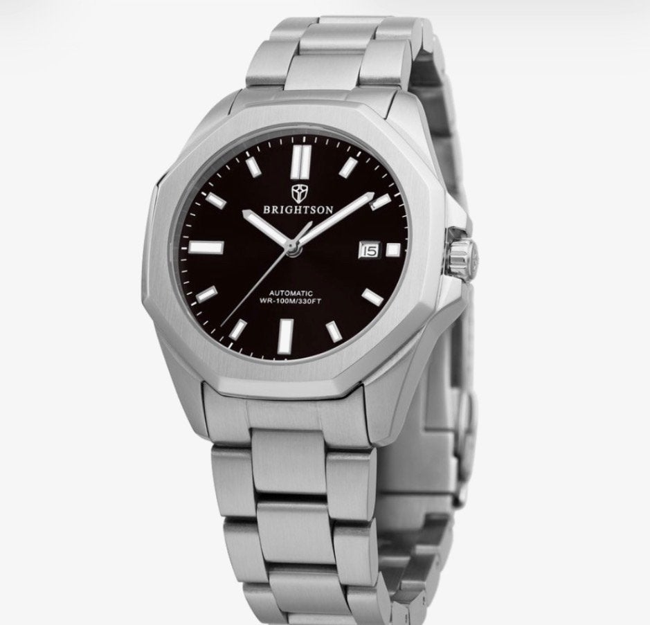 Brightson automatisch heren horloge, Handtassen en Accessoires, Ophalen, Zo goed als nieuw, Zilver