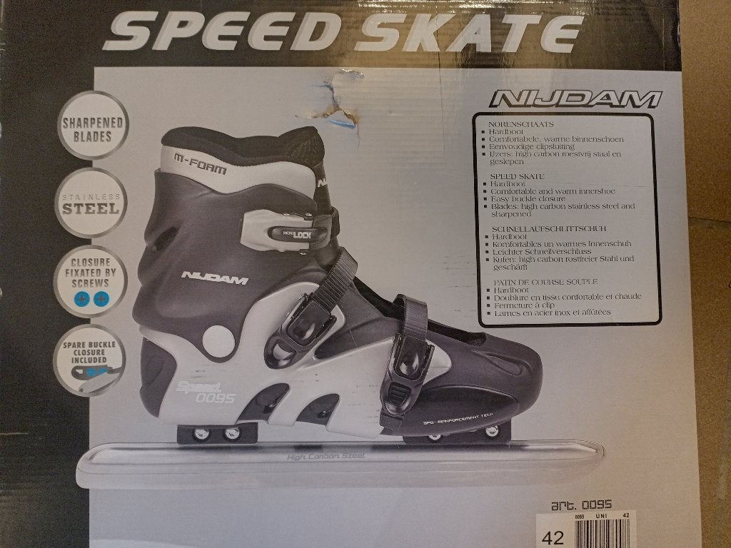 Nieuwe Nijdam Norenschaats Laag - Hardboot - Zwart - Maat 42, Sport en Fitness, Schaatsen, Ophalen, Nieuw, Nijdam, Noren