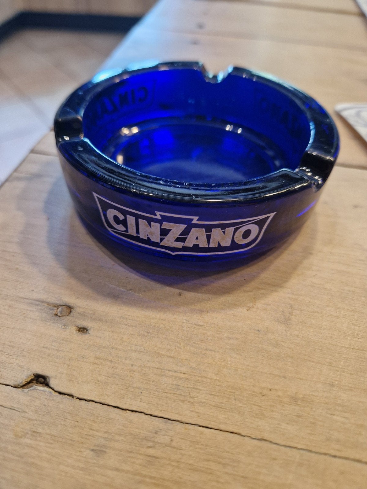 Cinzano blauwe glazen asbak, Verzamelen, Ophalen of Verzenden
