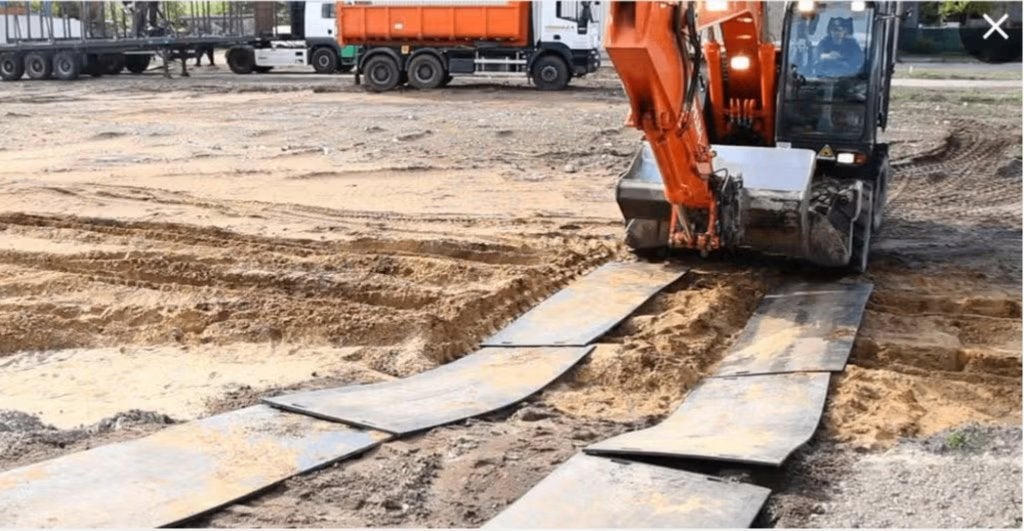 kraan oprijplaten rijplaten oprijplaat, Ophalen, Kraan