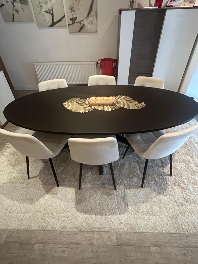 Eettafel + salontafel + 6 stoelen, Comme neuf, 100 à 150 cm, Enlèvement, 200 cm ou plus