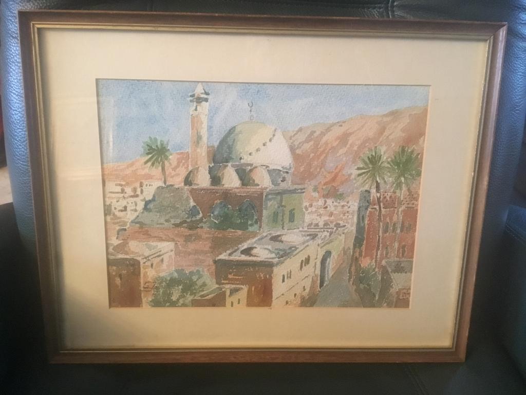 Akwarel-jean cristyn-Tiberias-afmeting 46x36cm. achter glas, Ophalen