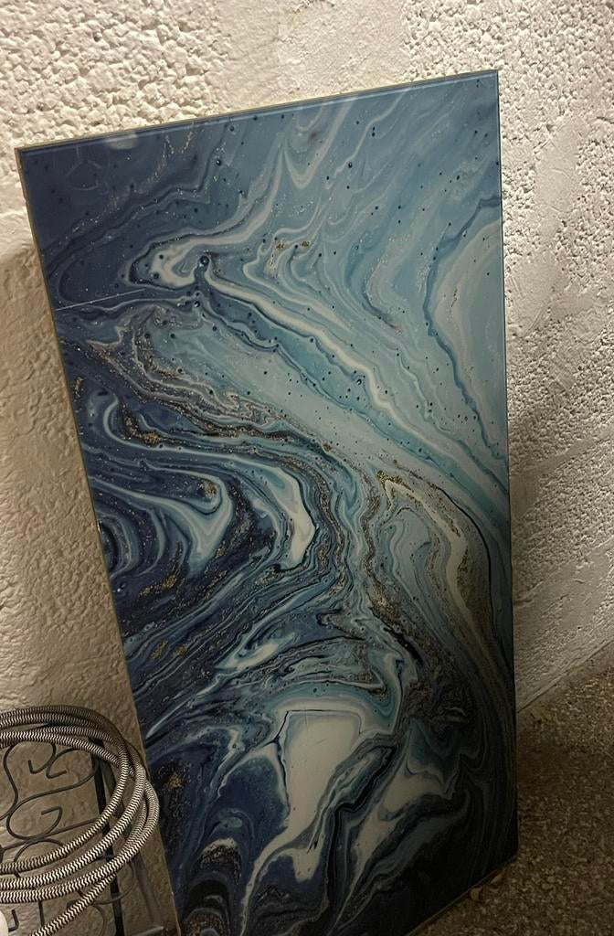 Tableau Contemporain "Abstraction Bleue & Or", Enlèvement ou Envoi