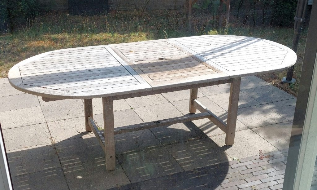 Table de jardin en teck, Jardin & Terrasse, Enlèvement, Utilisé, Bois de teck