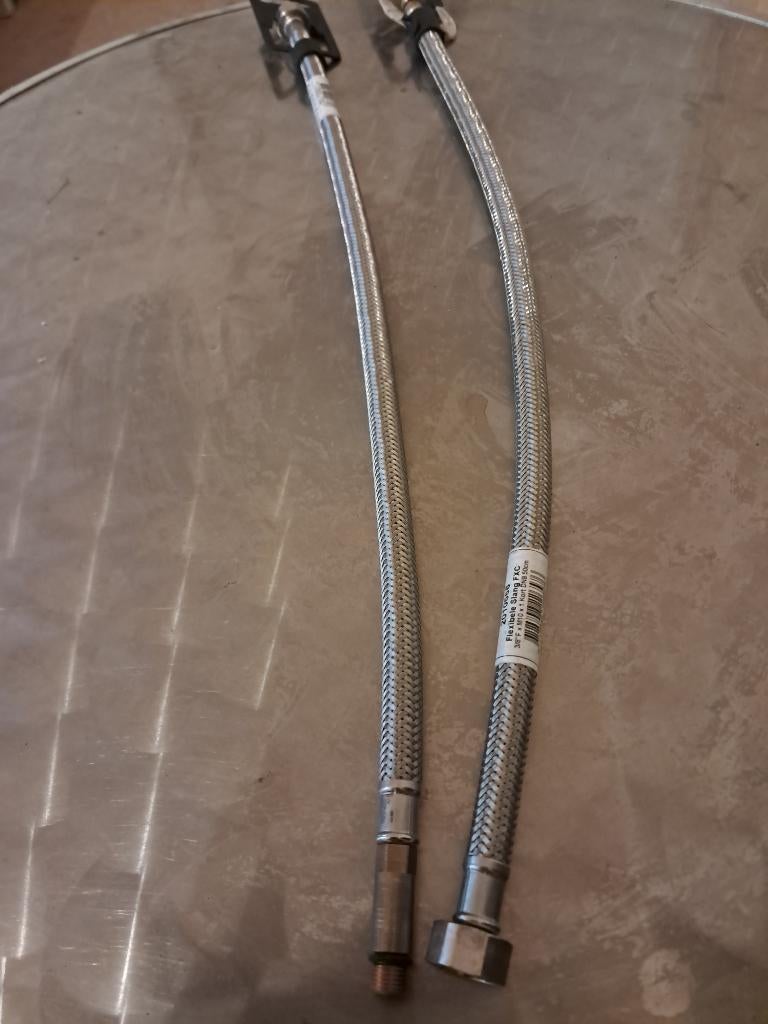 Set van twee (2)flexibele kranen voor R.Schell:nieuw 50cm3/8, Ophalen, Nieuw, Inox, Kraan