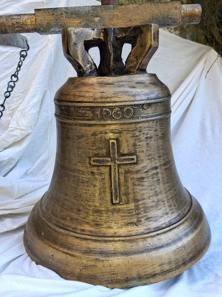 Très grande cloche en bronze avec suspension 1960, Antiquités & Art, Enlèvement ou Envoi, Bronze