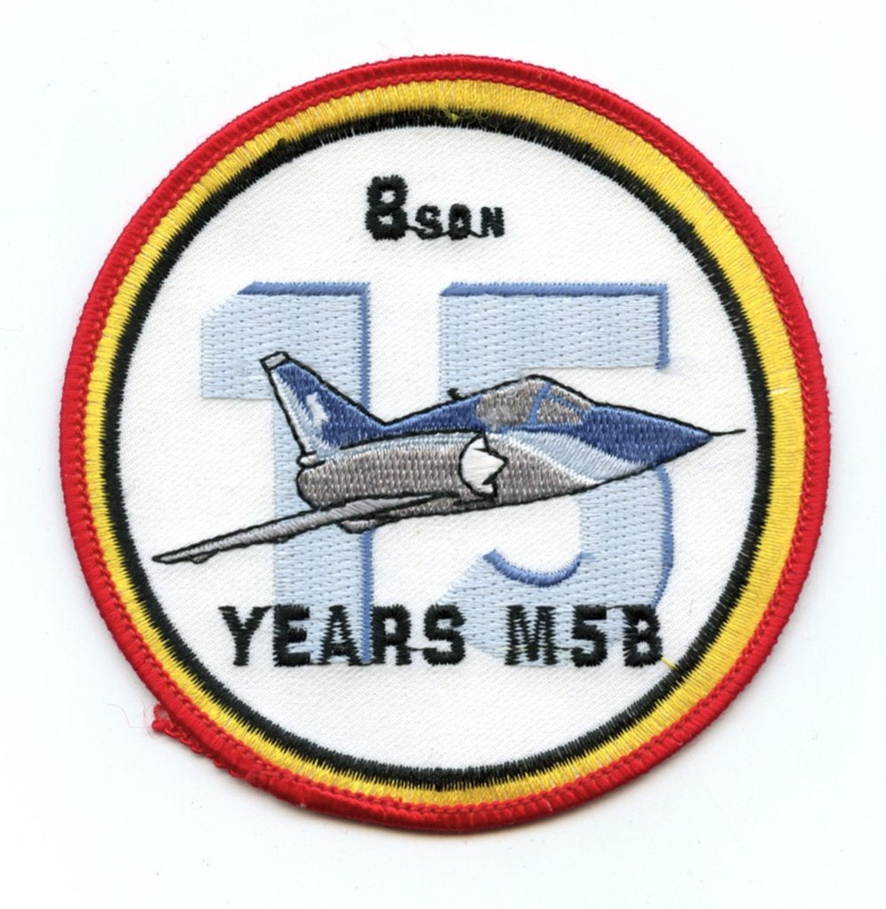 BAF luchtmacht patch 8 squadron 15 years Mirage 5 Bierset, Verzenden, Luchtmacht, Embleem of Badge