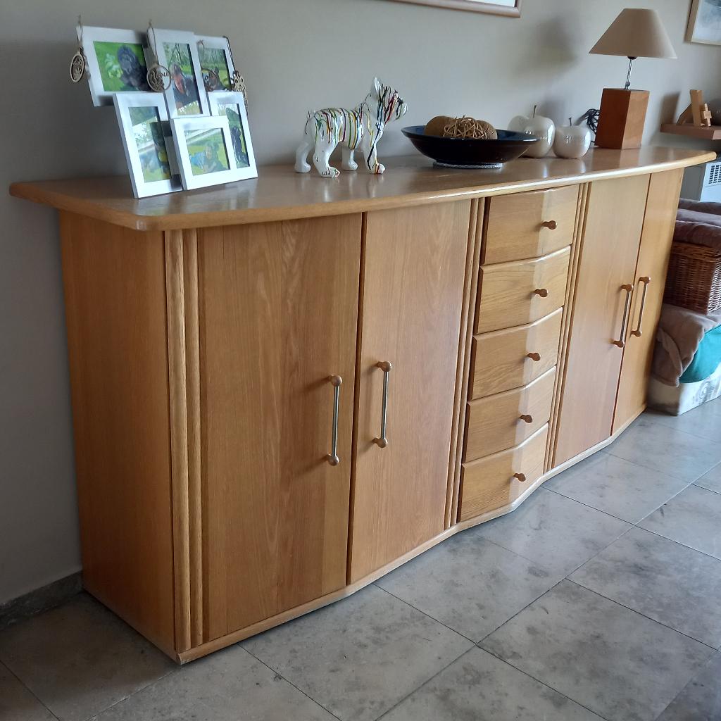 Eetplaats en keukentafel met stoelen, Ophalen, Gebruikt, Moderne houten eetplaats, salontafel en keukentafel met stoelen, 4 tot 6 stoelen