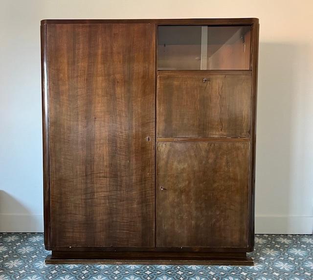 Vintage notenfineer dressoirkast, Antiek en Kunst, Antiek | Meubels | Kasten, Ophalen