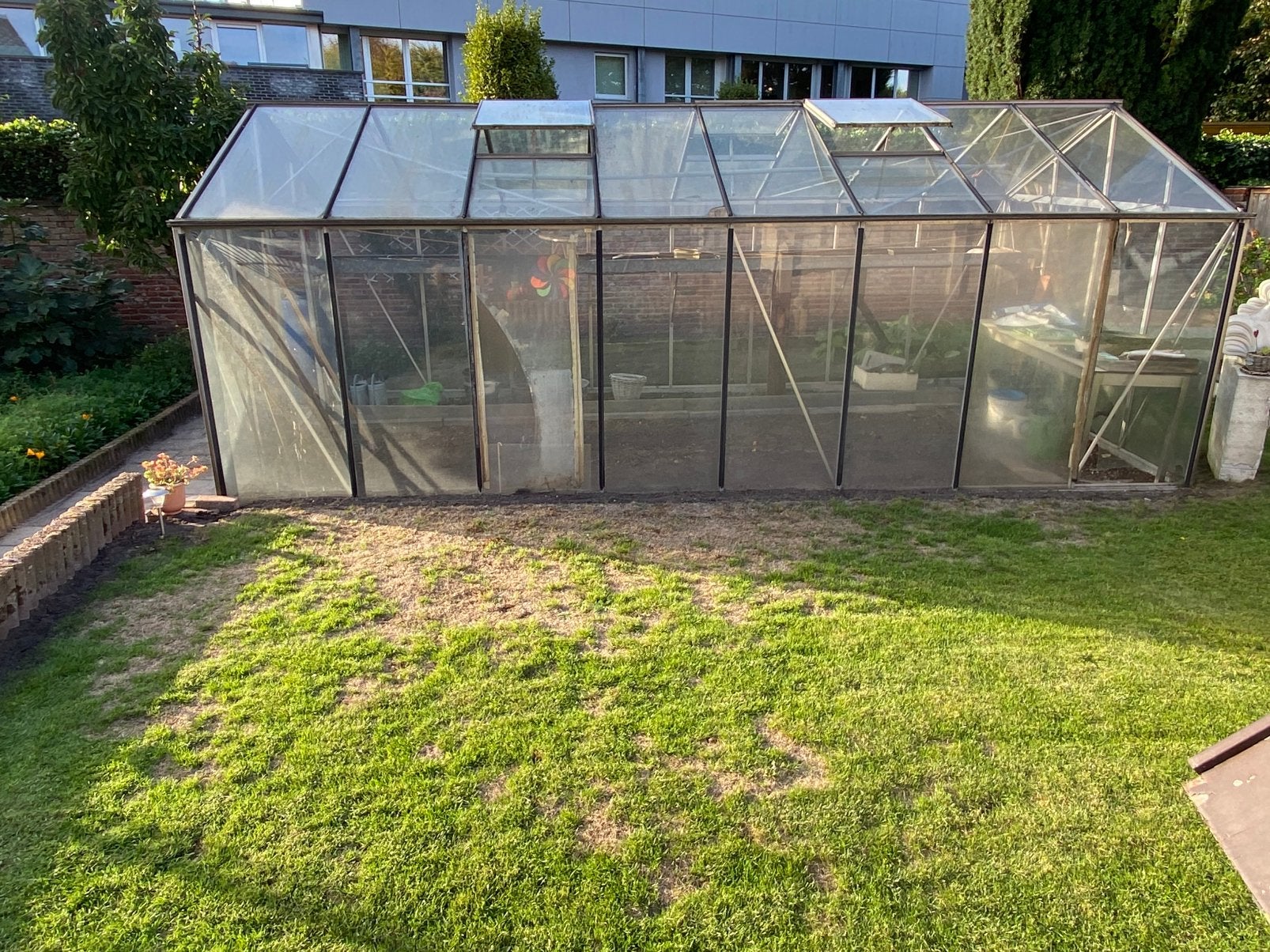 Serre / kweekkas 640cm/320cm/230cm laagste punt 160cm, Tuin en Terras, Ophalen, Gebruikt, Kweekkas, Glas