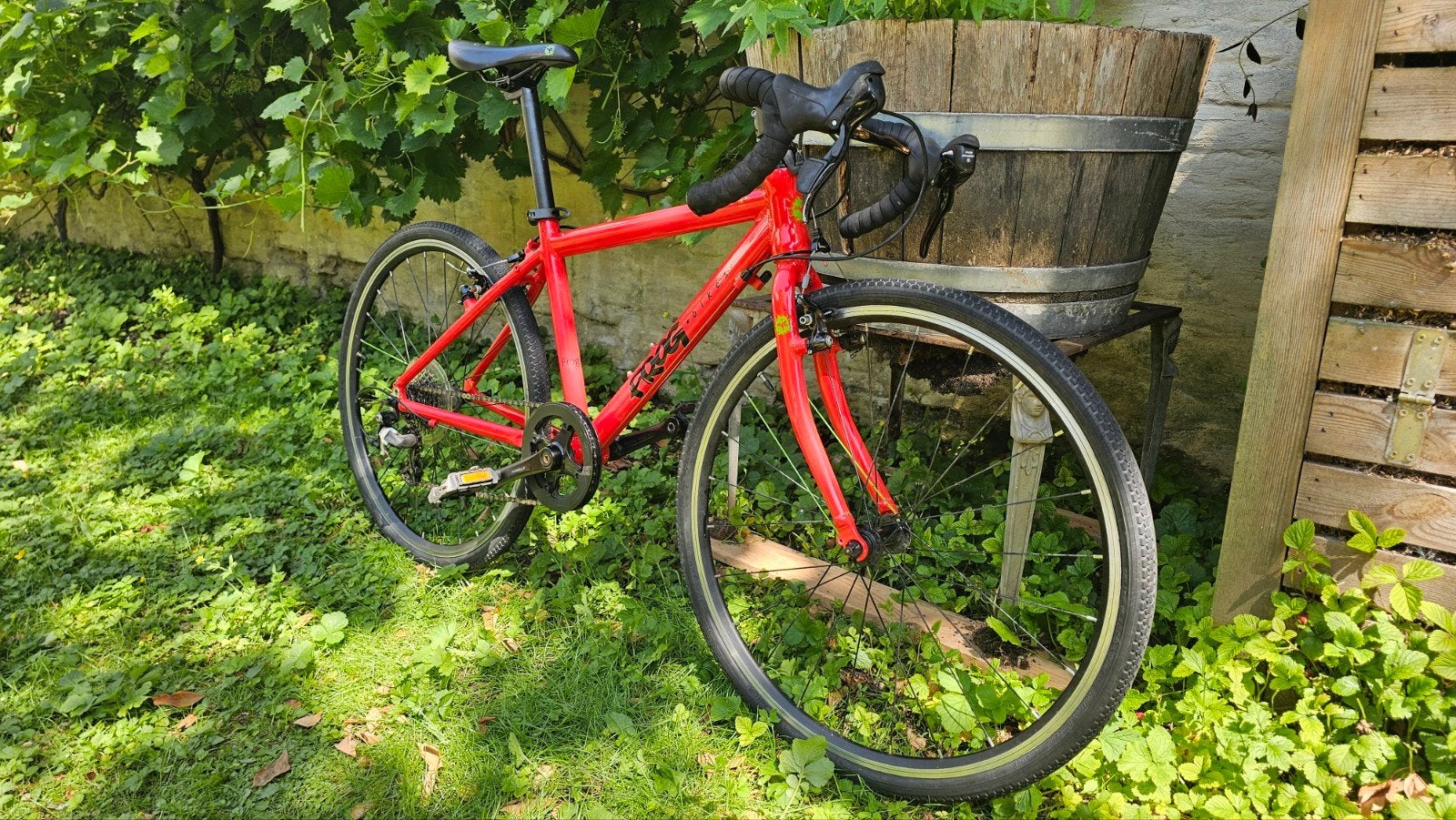 Rode frogbike koers/gravelfiets 24 inch, Gebruikt, Staal, Velgrem, Minder dan 49 cm