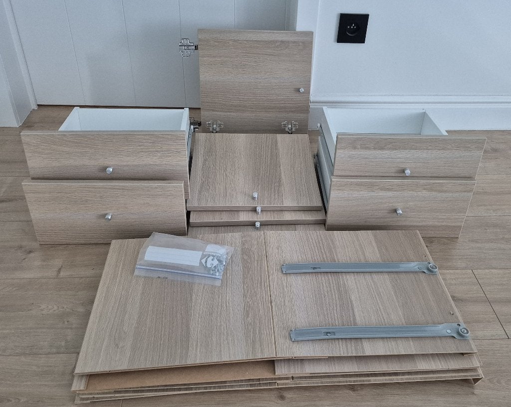 Inserts IKEA Kallax aspect bois - 2 tiroirs + 4 portes, Avec tiroir(s), 25 à 50 cm, Moins de 100 cm, Comme neuf