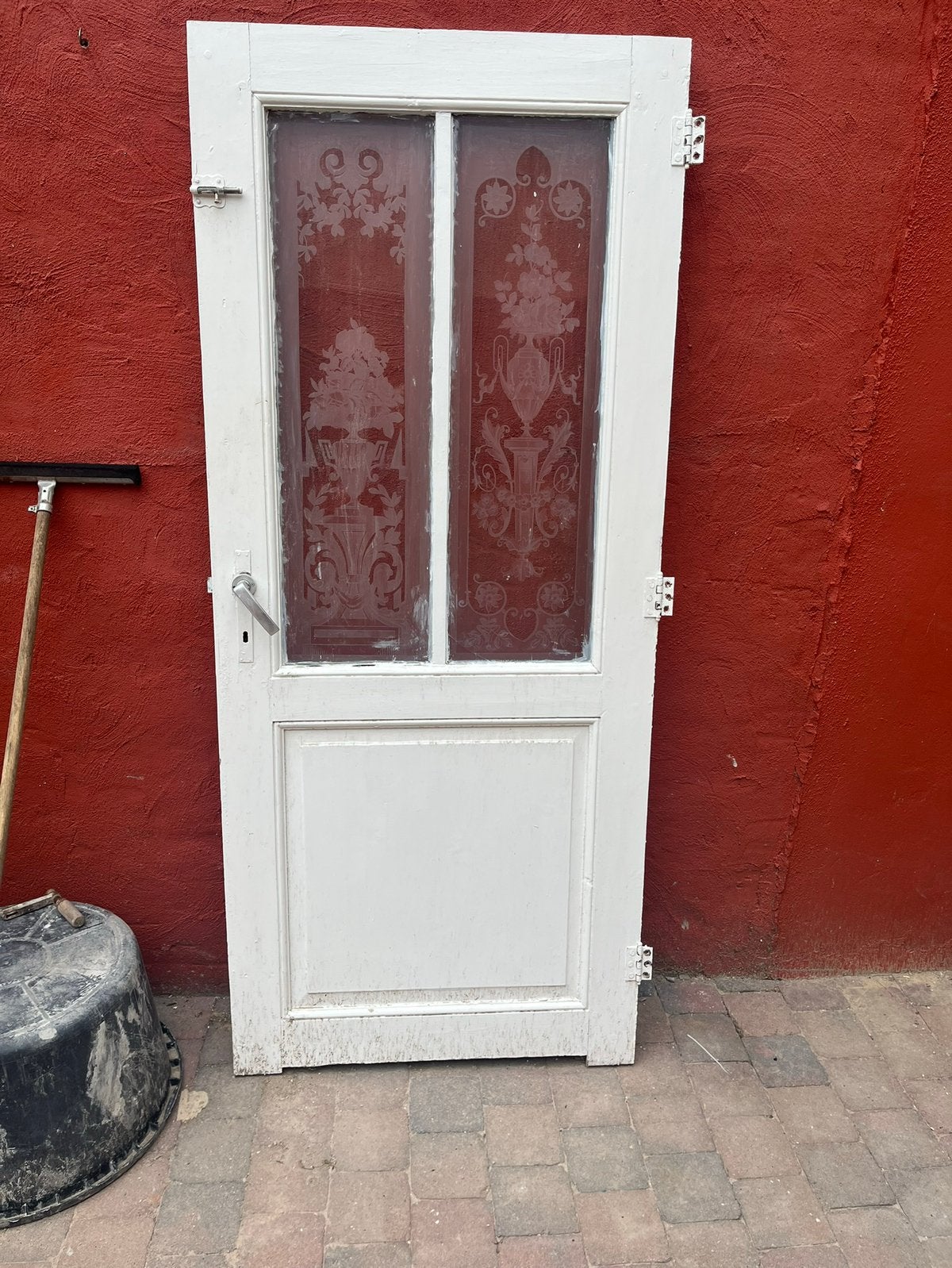 Porte en bois classique avec verre décoratif sablé, Porte intérieure, Enlèvement, Utilisé, Moins de 80 cm
