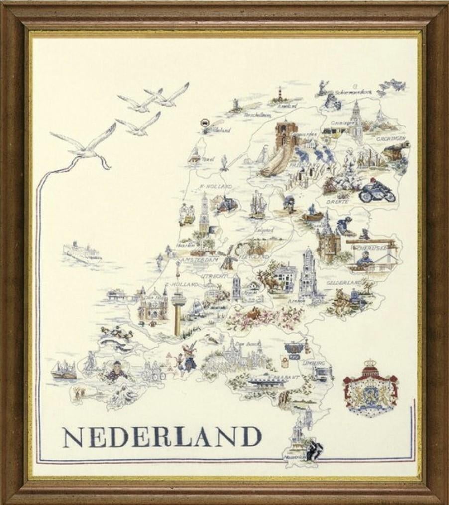 Broderie Carte des Pays-Bas, Hobby & Loisirs créatifs, Broderie & Machines à broder, Enlèvement ou Envoi, Utilisé, Broderies à la main