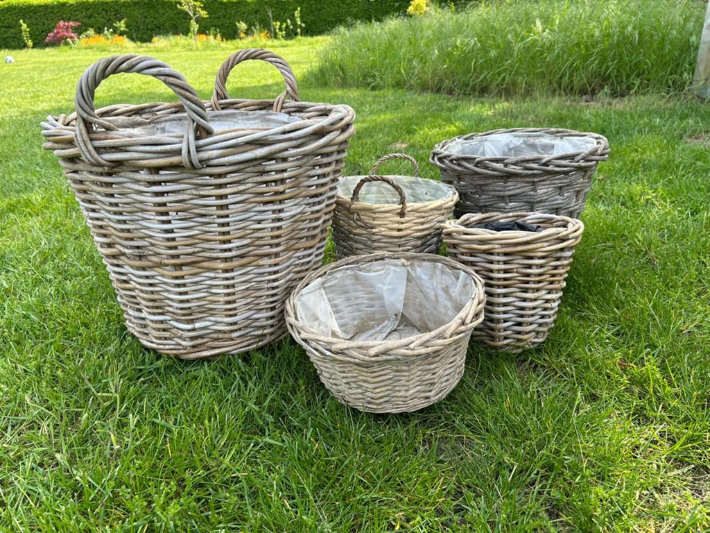 Rieten bloempotten, Tuin en Terras, Ophalen, Overige materialen, Gebruikt, Minder dan 40 cm