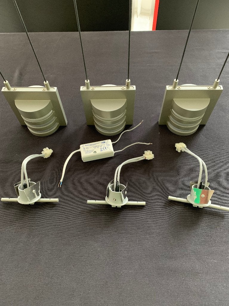 3 x Wever & Ducre Pongo 12V Led inbouw hangspot, Maison & Meubles, Lampes | Suspensions, Utilisé, Verre, Métal, Enlèvement ou Envoi