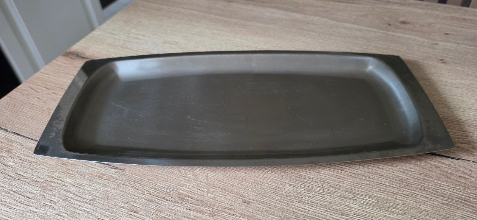 Vintage schaal in rvs (inox) 44x20,5x2 cm, Ophalen of Verzenden