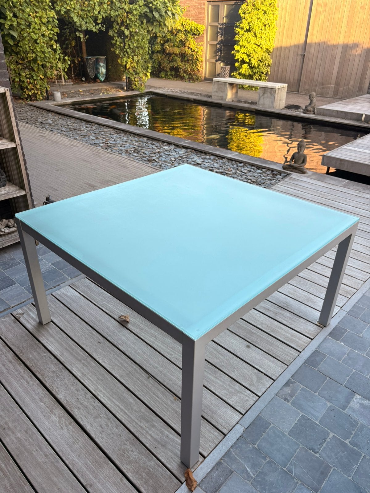 Glazen tafel, Huis en Inrichting, Tafels | Eettafels, Ophalen, /, Gebruikt, 50 tot 100 cm