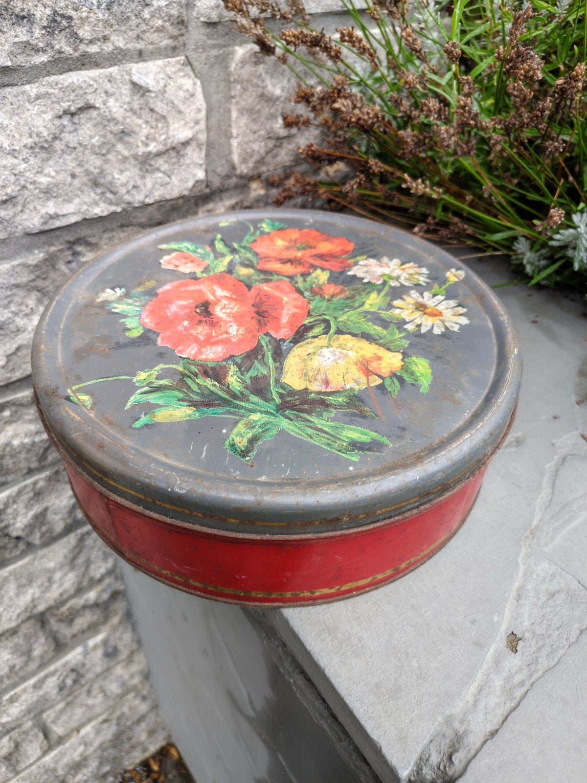 zeer oude decoratieve blikken koekendoos, Antiek en Kunst, Ophalen of Verzenden