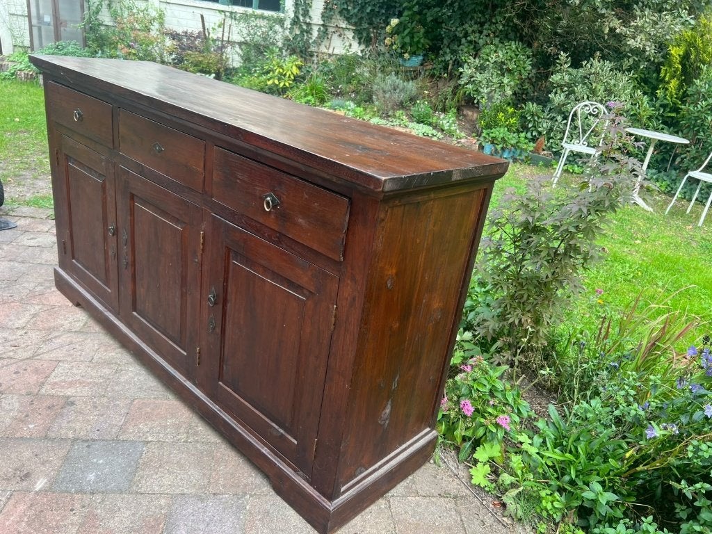 Koloniaal teakhouten dressoir / buffetkast 178 cm, Teck, 25 à 50 cm, Koloniaal, 150 à 200 cm