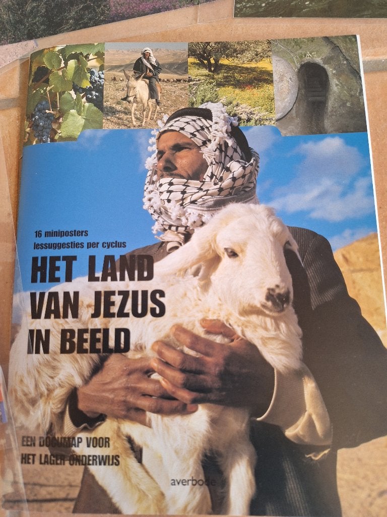 16 mini-posters « Terre de Jésus » avec des informations, Enlèvement, 14e siècle ou avant, Comme neuf, Averbode