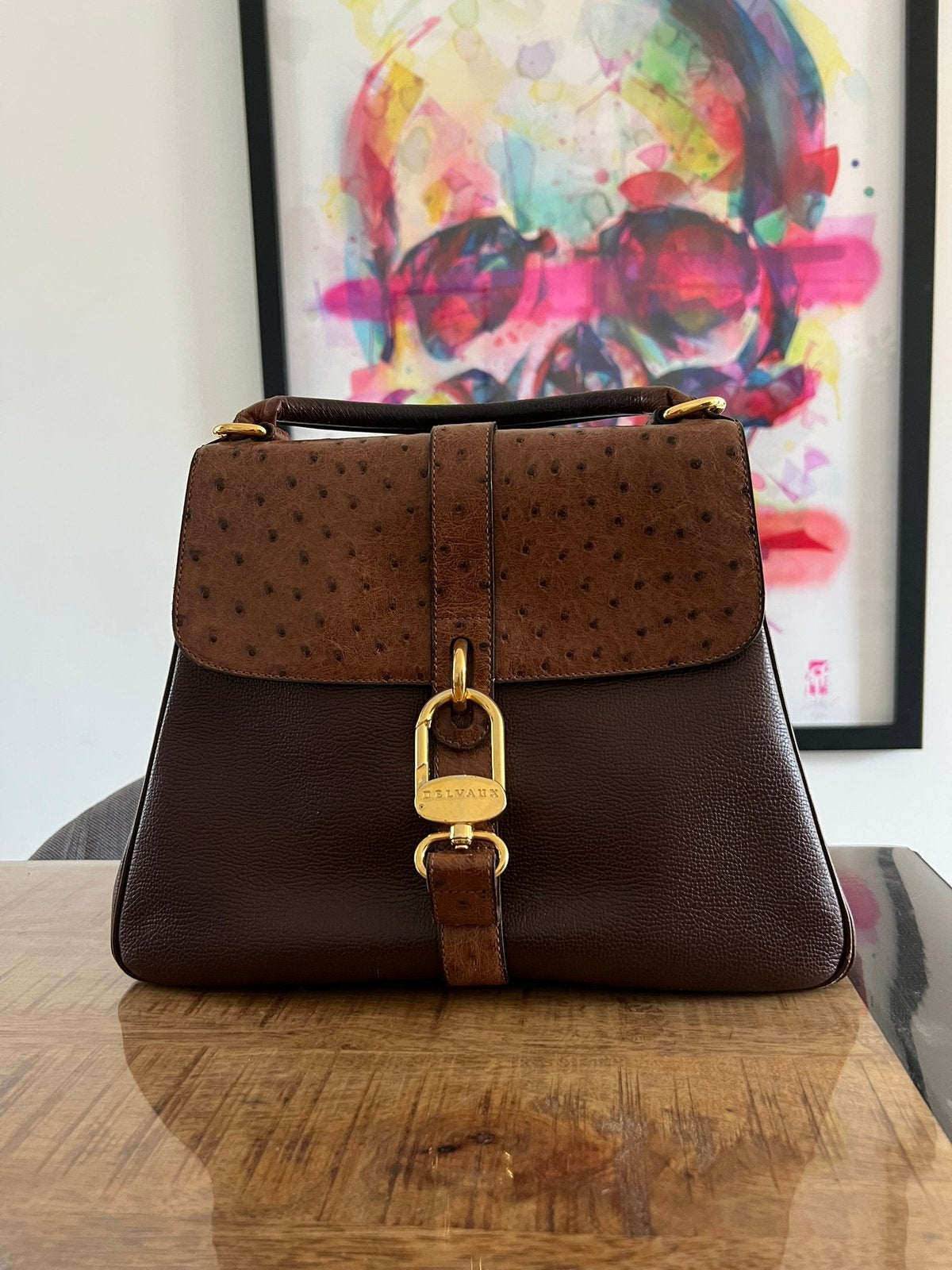 Delvaux, Enlèvement ou Envoi, Comme neuf, Brun, Sac à main