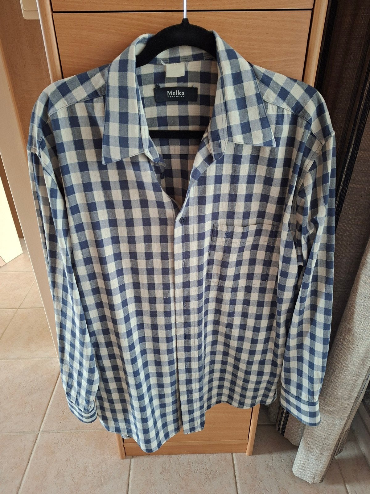 Herenhemd, in perfecte staat, maat Large, Blauw, Melka, Ophalen of Verzenden, Zo goed als nieuw
