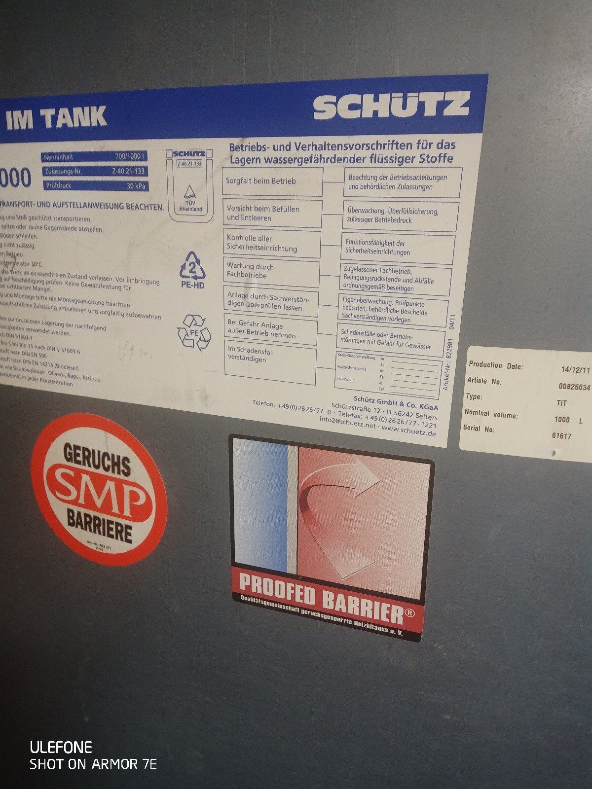 mazouttank te koop dubbelwand 1000 liter, Doe-het-zelf en Bouw, 100 liter of meer, Ophalen, Gebruikt