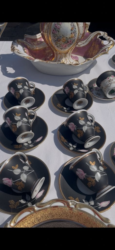 6 tasses et sous tasses moka porcelaine, Ophalen of Verzenden