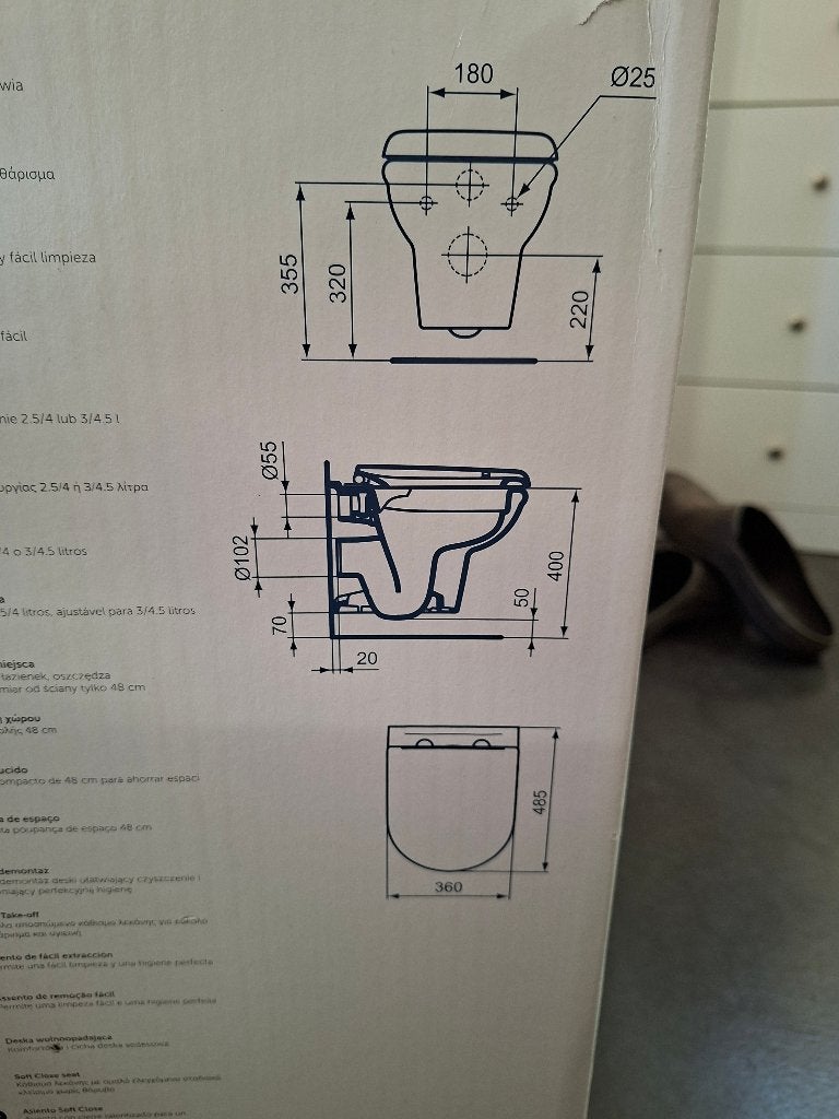 WC suspendu Idal Standart NEUF + planche adaptée, Bricolage & Construction, Sanitaire, Enlèvement, Neuf, Pierre, Toilettes