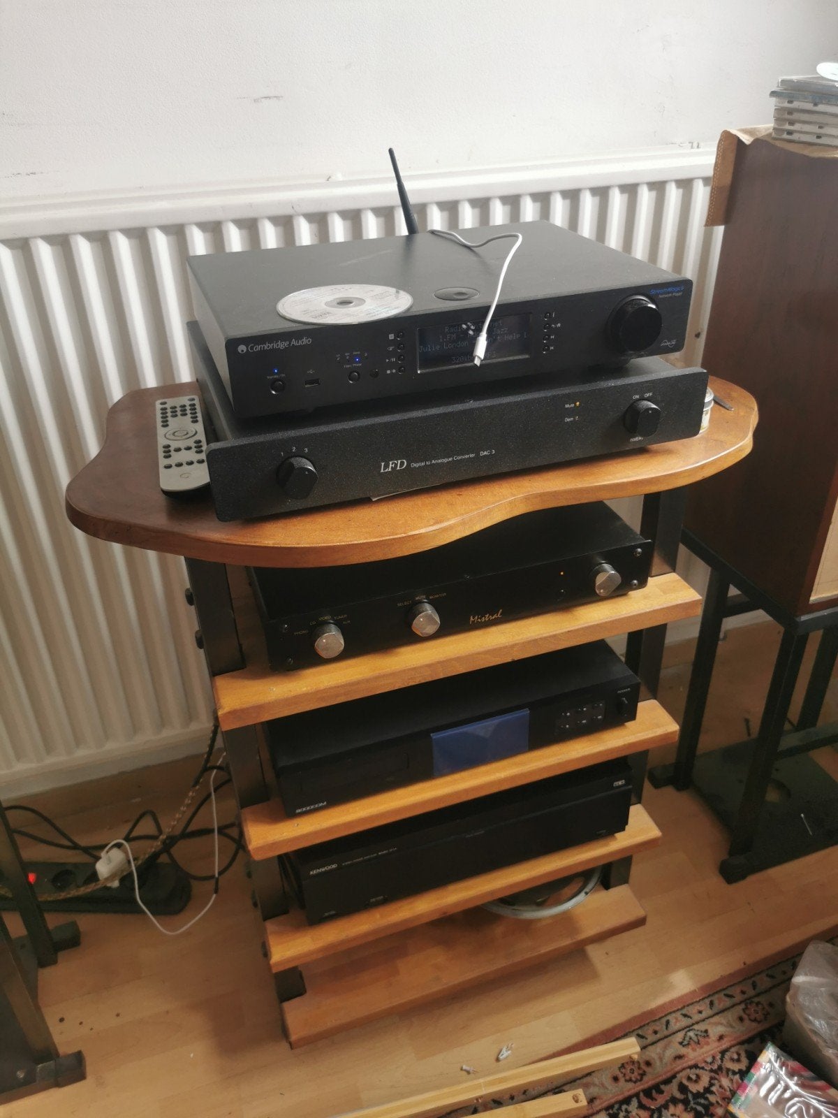Meuble hi-fi acier ciré et bois., Enlèvement