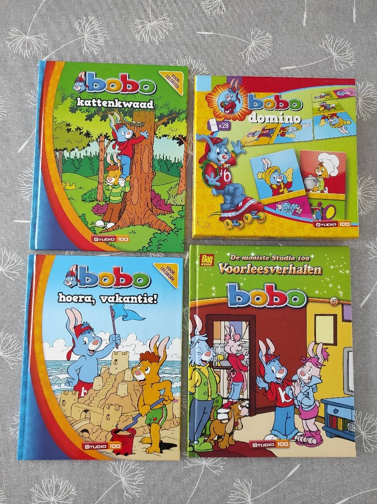 spel domino en drie voorleesboekjes van Bobo, Ophalen of Verzenden, Ontdekken
