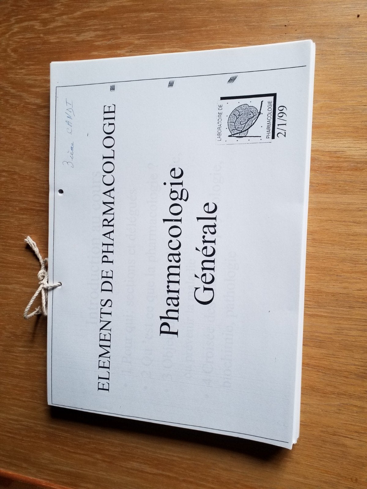 Pharmacologie  Générale, Enlèvement
